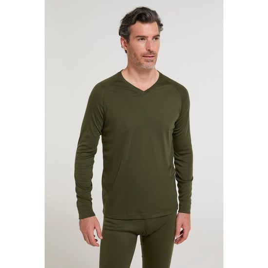 Mountain Warehouse Heren Talus V Hals Thermo Top (Kaki Groen) - Image 1