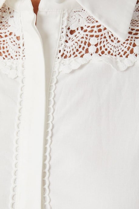 Petite Occasion Cotton Cutwork Detail Shirt Dress