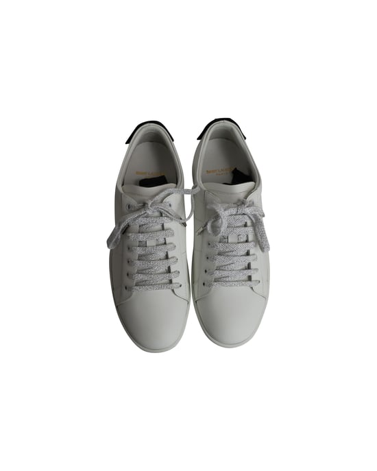 Saint Laurent Lips Classic Court Sneakers in White Leather - Image 5