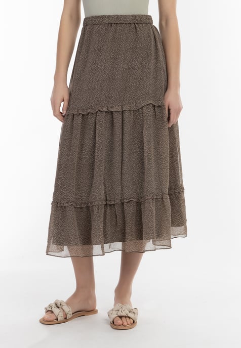 Dreimaster Maxi rok Dames olijf wol wit - Image 3