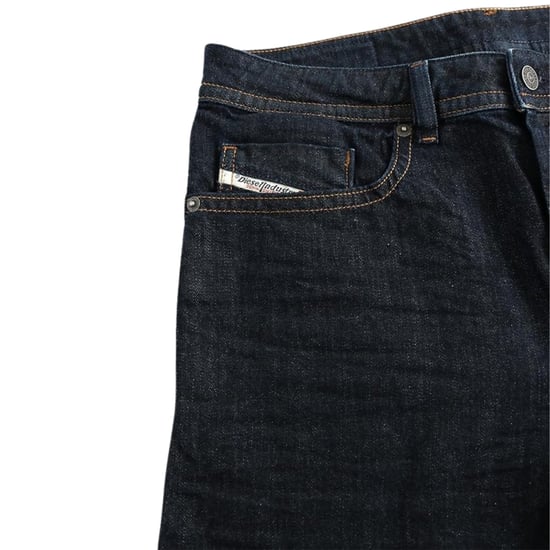 Diesel Buster-X Brown Badge Tapered Fit Dark Blue Jeans