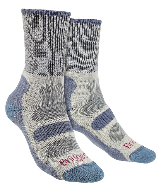 Bridgedale - Womens Hiking Lightweight Cotton Boot Socks -Smoky Blue - Image 1