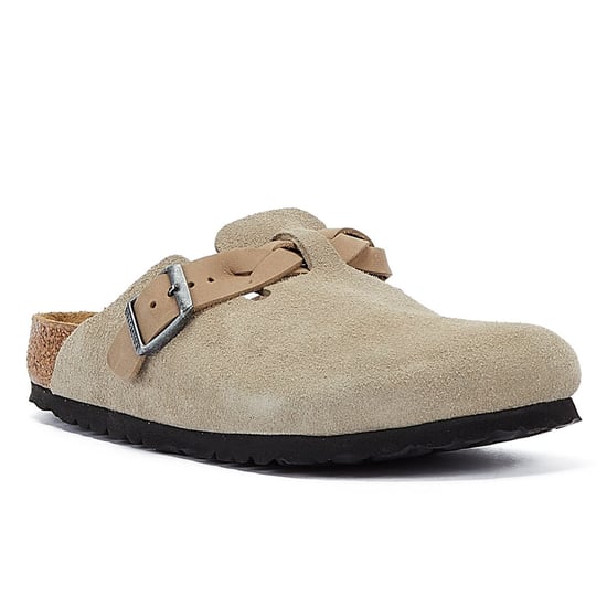 Birkenstock Boston Braided Women's Taupe Suede Clogs - Image 2