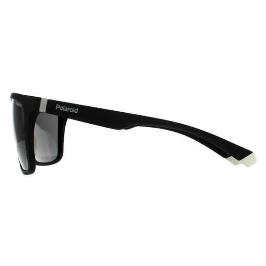 Polaroid Rectangle Mens Black Grey Grey Polarized Sunglasses