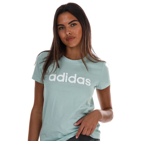 Women's adidas Essentials Linear Slim T-Shirt in Green White