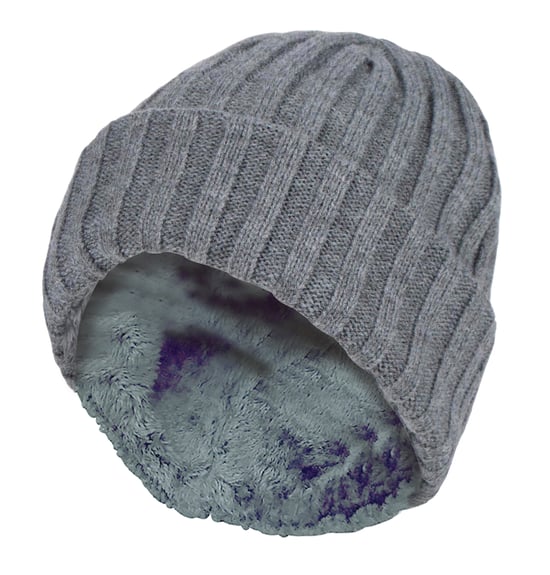 Heat Holders - Boys Every Day Casual Wear Ribbed Turnover Winter Hat for Kids - Pebble Melange - Image 1