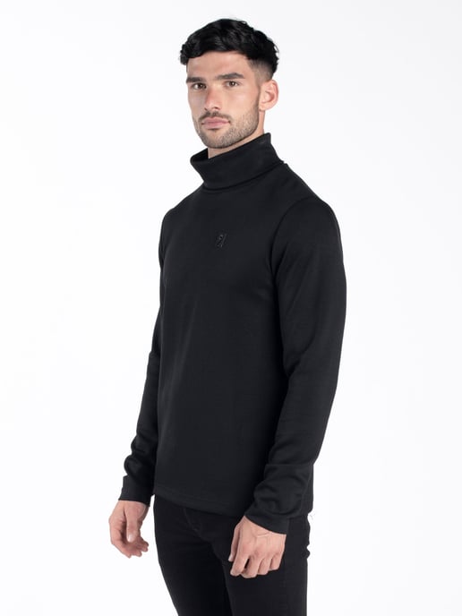 Luke 1977 Men's Action Man Roll Neck Sweat in Black