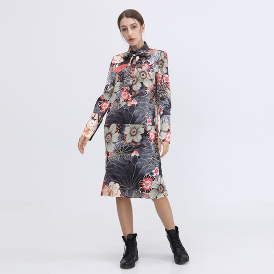 Skjortklänning med blommigt makrotryck - Image 4