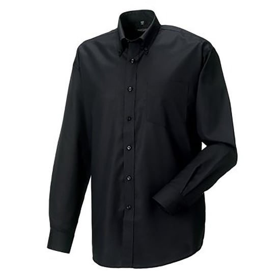 Russell Collection Mens Long Sleeve Easy Care Oxford Shirt (Black) - Image 1