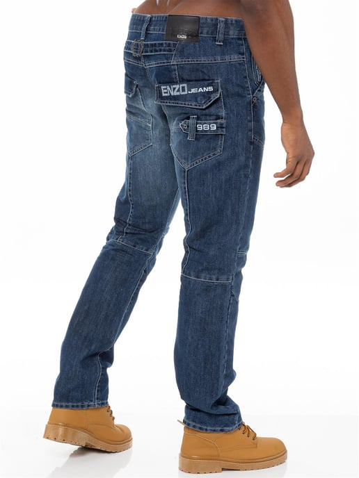 Enzo Denim Jeans rakt ben för herrar - Blå - Image 4