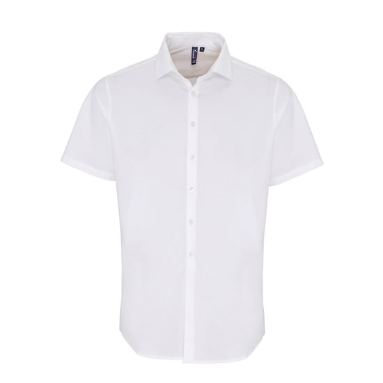 Premier Heren Poplin Stretch Overhemd met Korte Mouwen (Wit) - Image 1