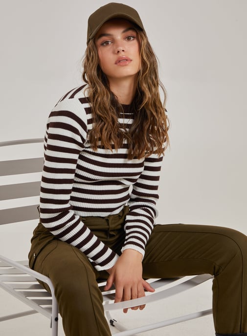Cropped Striped Knit Jumper