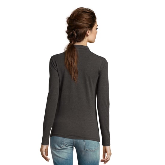 SOLS Dames/Dames Perfect Pique Poloshirt met Lange Mouwen (Houtskoolmelange) - Image 2