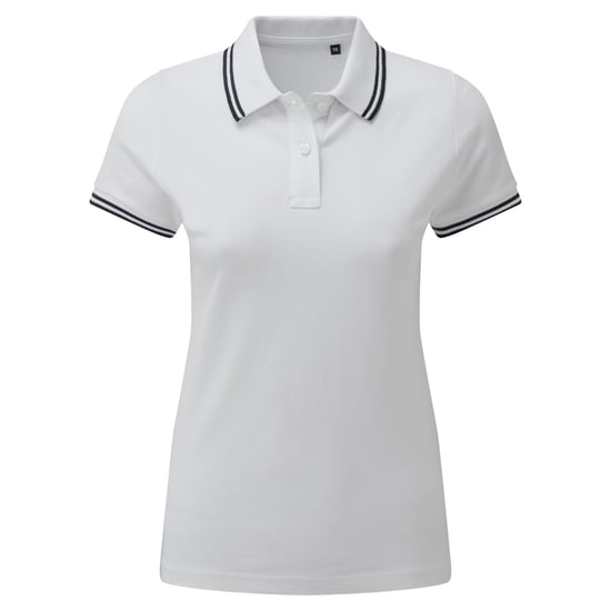 Asquith & Fox Womens/Ladies Classic Fit Tipped Polo (White/Navy)