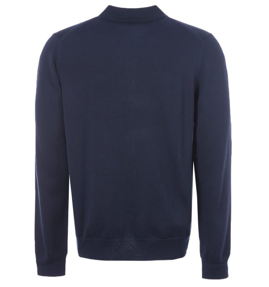 Herrars Fred Perry Klassisk Stickad Långärmad Polotröja i Marinblå - Image 2