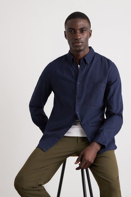 Long Sleeve Chest Pocket Oxford Shirt - Image 1