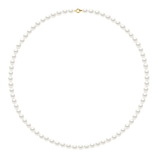 DIADEMA - Necklace - Real Freshwater Pearls - White - Yellow Gold