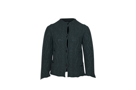Chanel Kabelgebreide Cardigan in Teal Kasjmier - Image 1