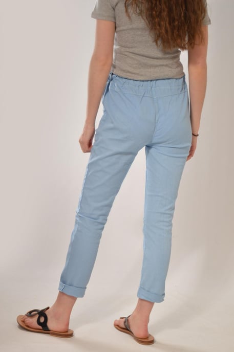 Tie Front Cotton Roll Hem Trousers - Image 3