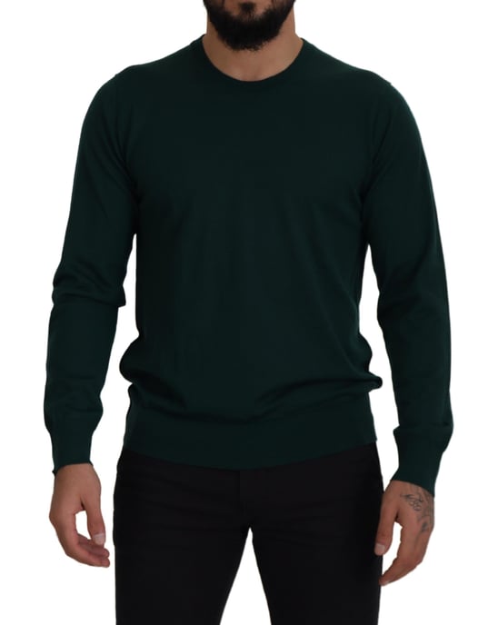 Dolce & Gabbana Grön Cashmere Rundhals Tröja Herrsweater - Image 1