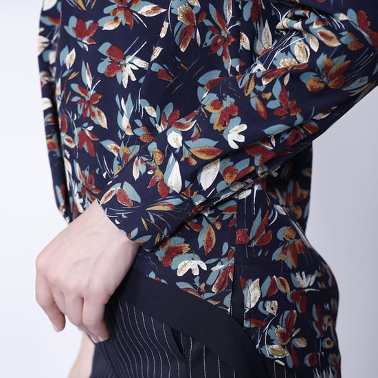 Satin Col-V Blouse en bladeren print - Image 3