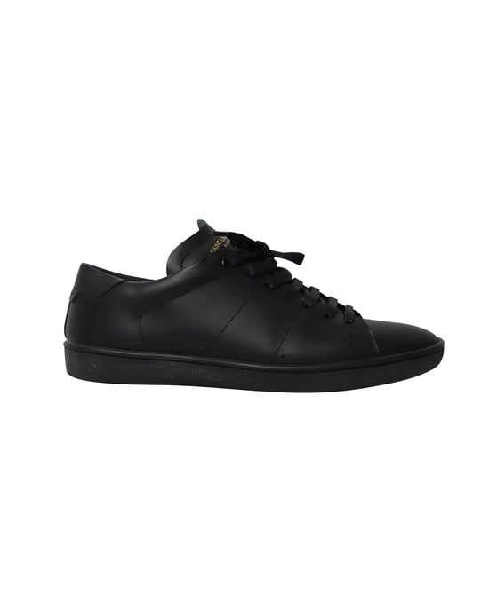 Saint Laurent Court Sneakers in Triple Black Leather - Image 1