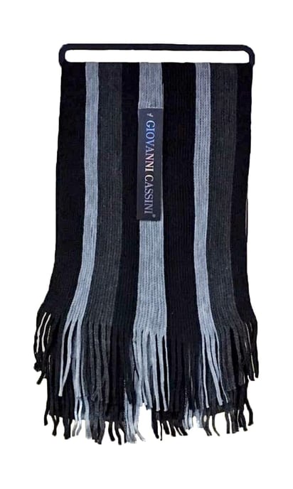 Mens Italian Inspired Warm Knitted Striped Winter Scarf One Size - Image 2