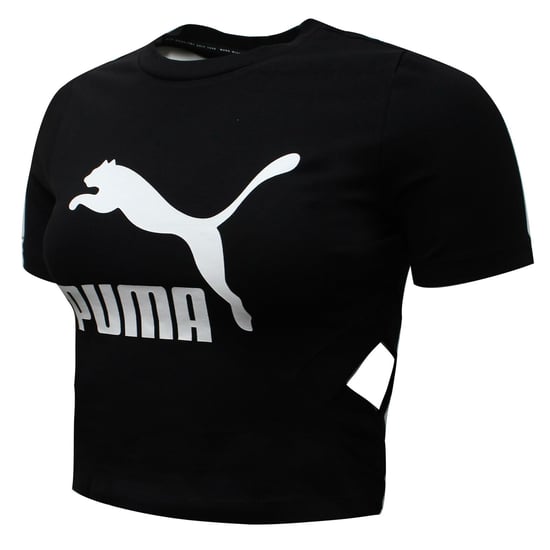 Puma Womens Classics Logo Cut Out Crop Top Black T-Shirt 579208 01