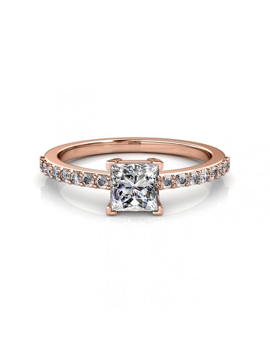 Enkel fyrkantig ring - roséguld och kristall - Image 3