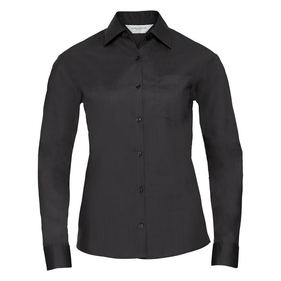 Russell Collection Womens/Ladies Classic Polycotton Easy-Care Long-Sleeved Shirt (Black) - Image 1