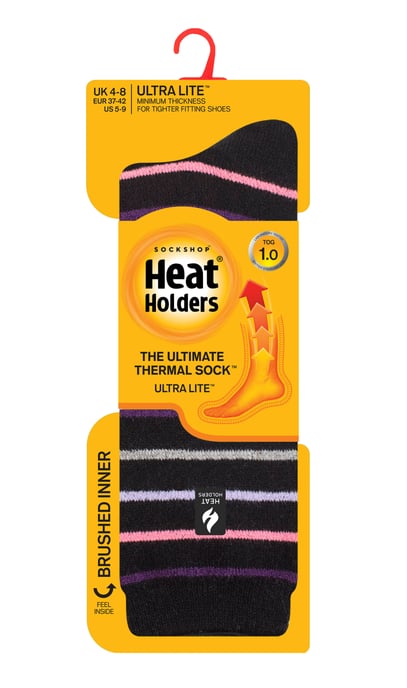 Heat Holders - Dam Ultra Lite Thermal Borstad Innergarn Design Strumpor - Svart (Riga) - Image 2