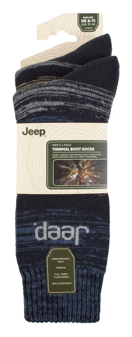 Värmestickade vinterstrumpor för herrar | Jeep | Tjock ribbad design Varma stickade stövelsockor | Tjocka prestandasockor - Blå / Marin - Image 2