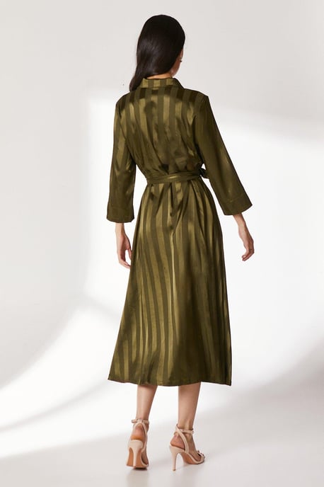 Satin Stripe Shirt Dress