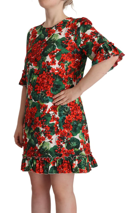Dolce & Gabbana Dames Multikleuren Rode Bloemen Shift Gown Jurk - Image 2