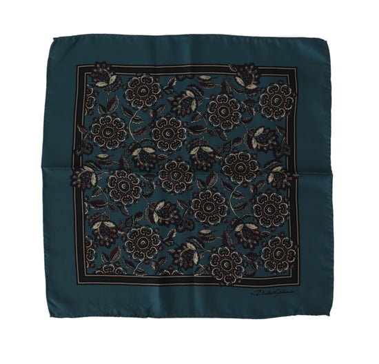 Dolce & Gabbana Men's Blue Floral Silk Square Handkerchief Scarf
