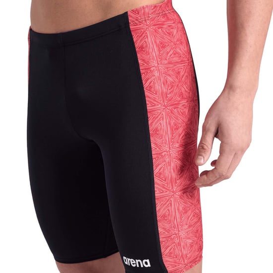 Men's Arena Abstract Tiles Jammer Swim Shorts in Black Red - Image 6