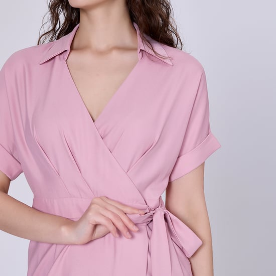 Wrap minimalist dress and italian collar