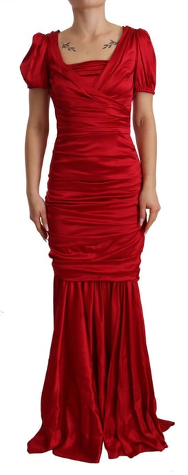 Dolce & Gabbana Women's Red Silk Mermaid Dress - Image 1