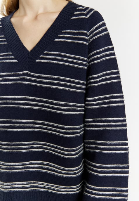 Dreimaster Knitted pullover women marine wool white - Image 5