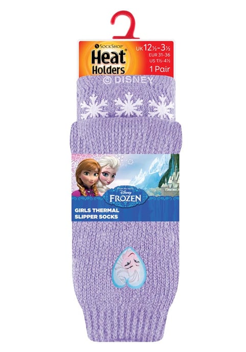 Heat Holders - Childrens Character Non Slip 2.3 TOG Winter Warm Thermal Slipper Socks with Grippers - Frozen Princess - Image 2