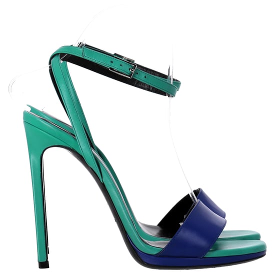Saint Laurent Jane Enkellaarsjes met Enkelbandje in Groen en Blauw Leer - Image 1
