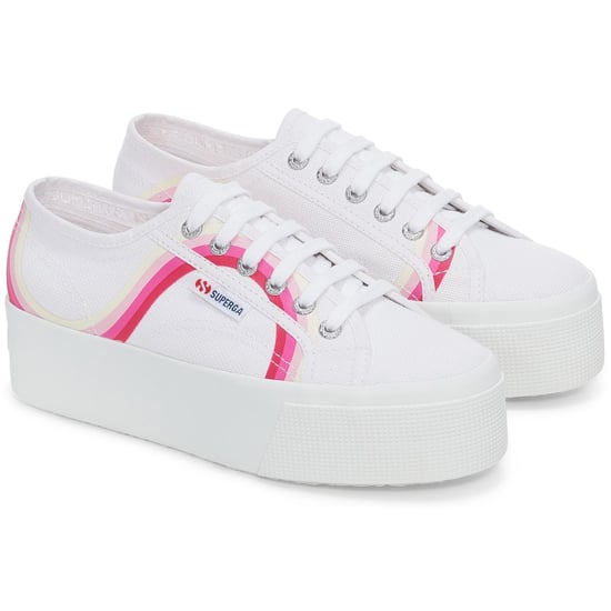 Superga 2790 Ronde Strepen Katoen Damestrainers Wit/Schaduwblauw - Image 1