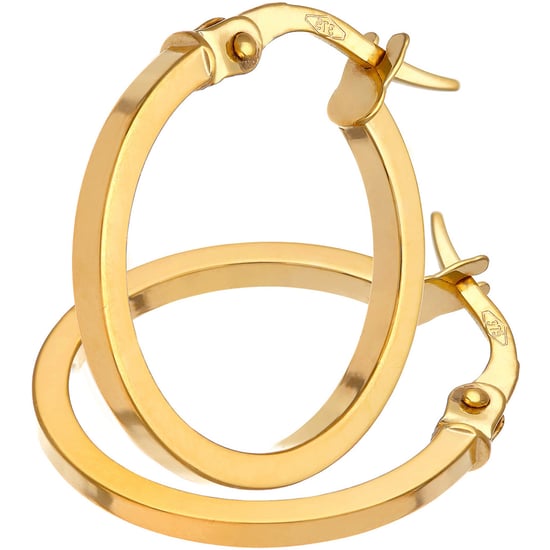 9ct Yellow Gold Elegant Square Tubed Hoop Earrings of 15mm Diameter - Image 1