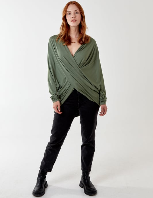 MILA - Asymmetric Drape Front Top
