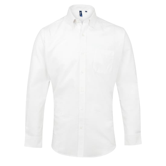 Premier Heren handtekening Oxford Lange Mouwen Werk Shirt (Wit) - Image 1