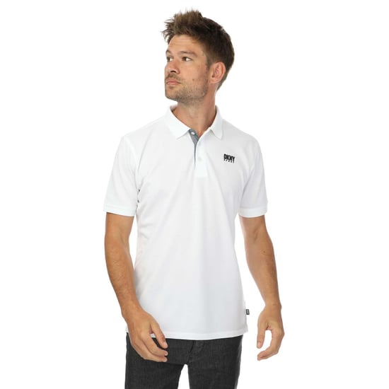 Men's DKNY Tonal Logo Polo in White Black