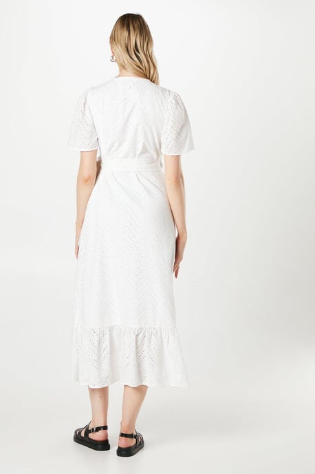 Broderie Frill Wrap Dress
