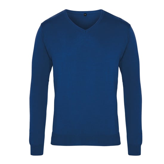 Premier Heren Gebreid Katoen Acryl V Hals Sweatshirt (Koningsblauw) - Image 1