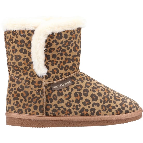 Hush Puppies Womens/Ladies Ashleigh Leopard Print Suede Slipper Boots (Brown) - Image 3