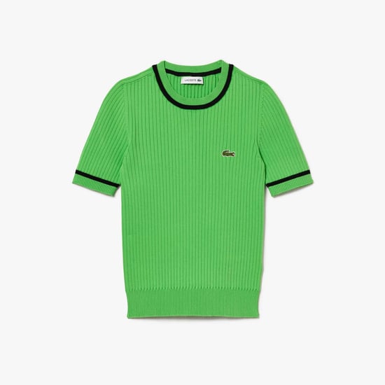 Women's Lacoste Seamless 3D Knit Ribbed Sweater in Green
